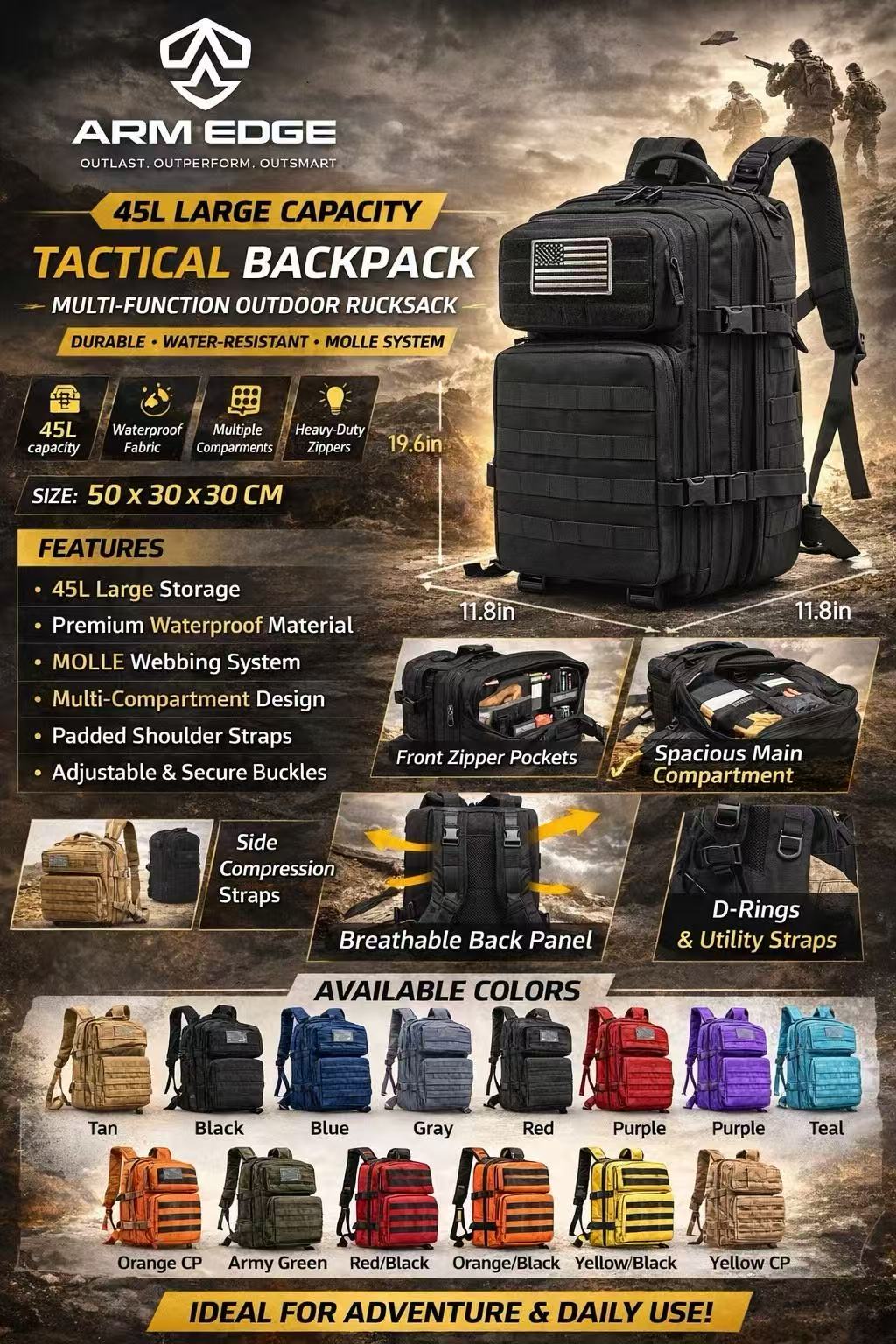 ArmEdge ReconVault 45L Tactical Backpack